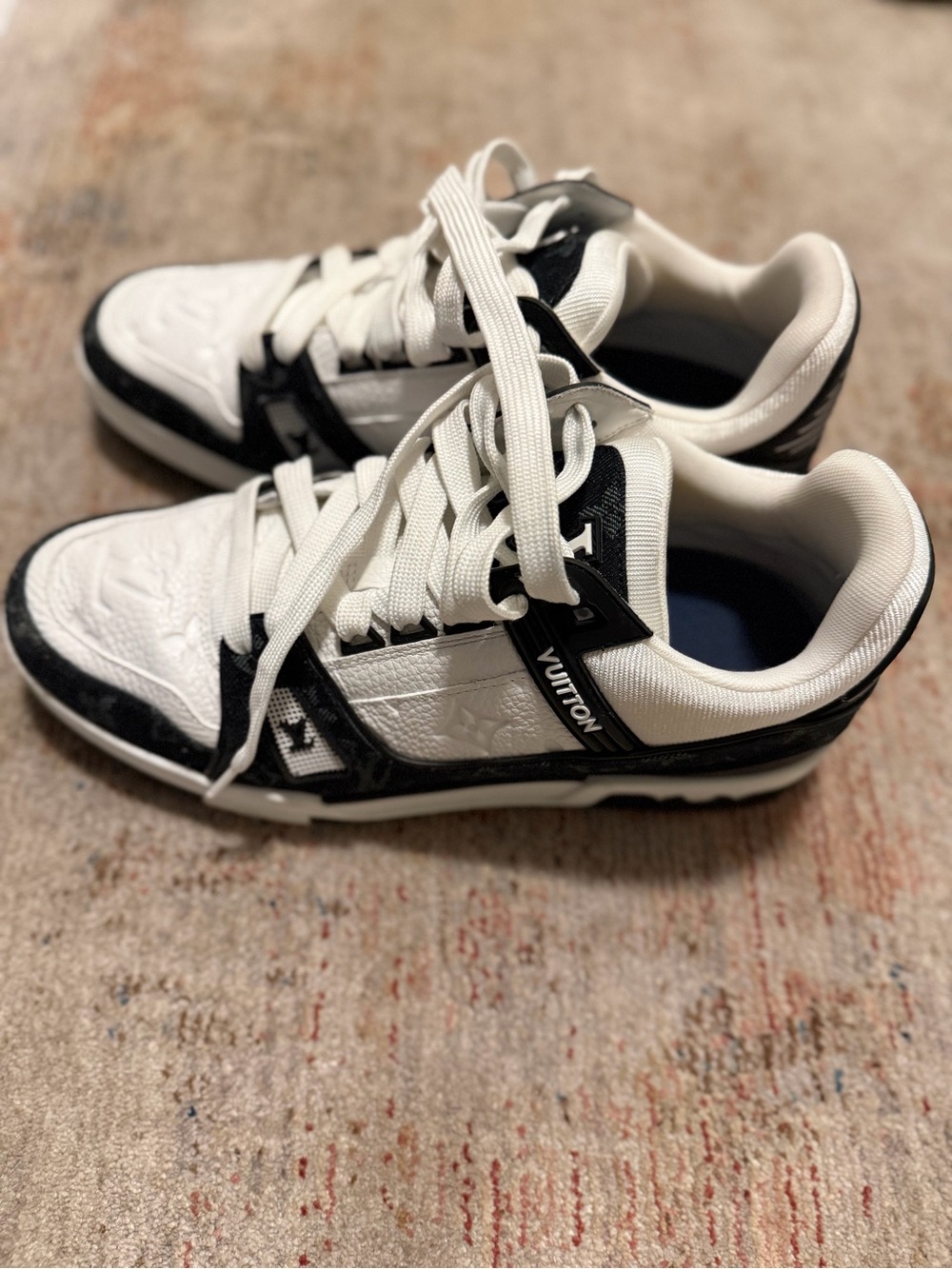 Louis Vuitton White and Black Low-Top Sneakers